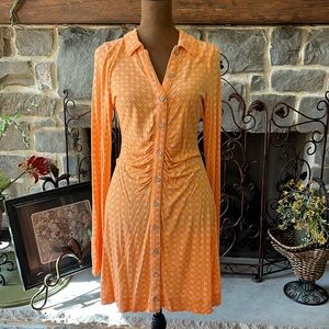 Free People Orange Shayla Long Sleeve Bell Shirt Dress